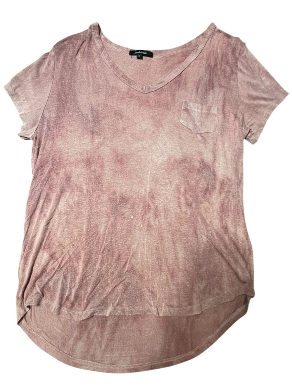 Ambiance Washed Dusty Rose V-Neck Pocket Tee
